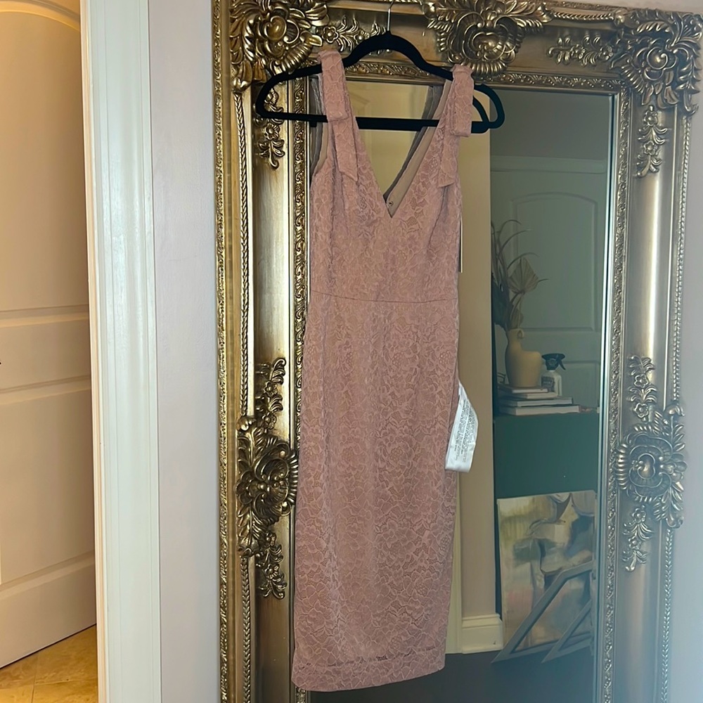 NWT XS MAUVEY PINK LACE MIDI